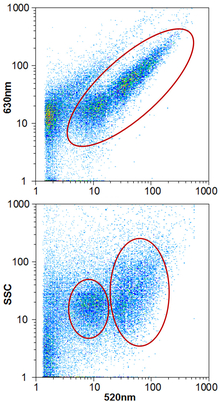 Typical results of water analysis by flow cytometry.