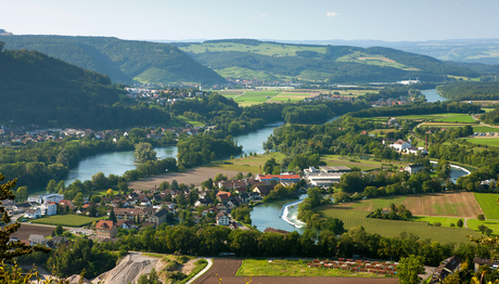 Zusammenfluss von Aare, Reuss und Limmat im Kanton Aargau (Foto: Andreas Gerth/BAFU).