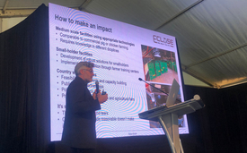 Stefan Diener, until recently a researcher at Sandec who co-founded the Eawag spin-off Eclose in 2021, presented technology regarding the use of the black soldier fly for biogenic waste treatment at the CCAC conference on 23 February. (Photo: CCAC)